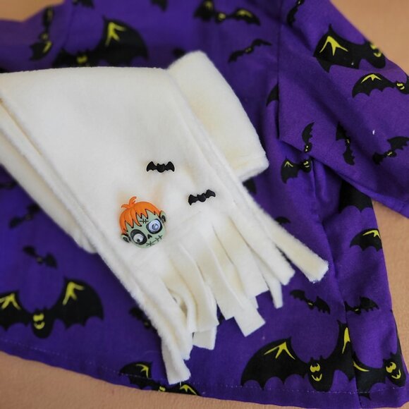 Spooky Bats 2pc Halloween Outfit/scarf set for 11" Mattel Child Grogu Yoda dolls - Picture 6 of 7